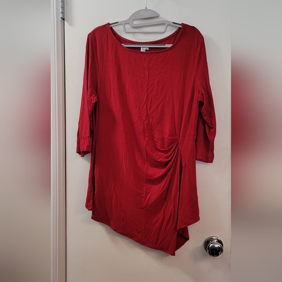 Jules & Leopold boat neck 3/4 sleeve side shirring top - Picture 8 of 10